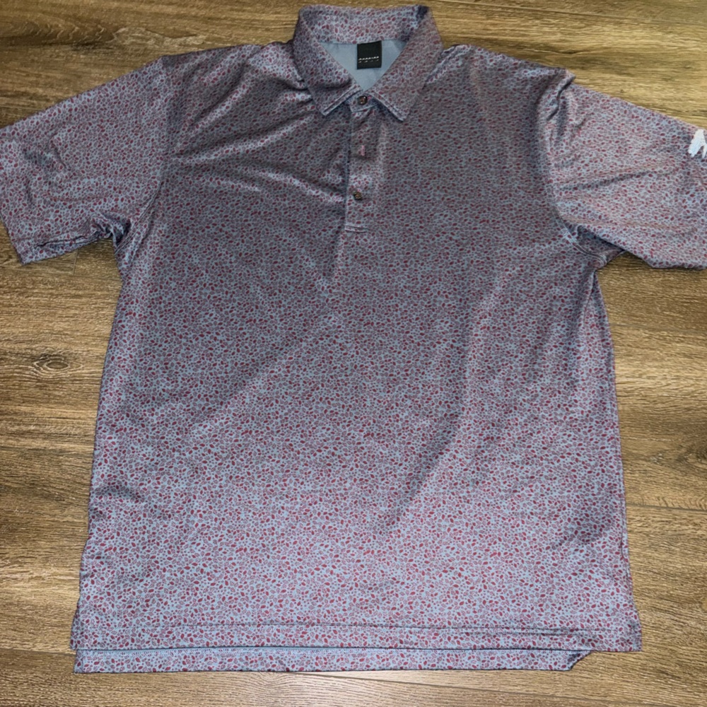 Dunning Golf Men's Polo Shirt in Gray with Red Accents